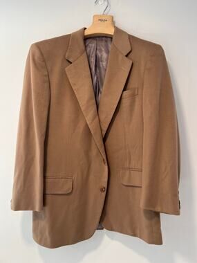 Sulka Single Breasted Cashmere Men’s Blazer Coat Camel Brown Size 44 JP